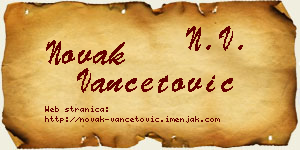 Novak Vančetović vizit kartica